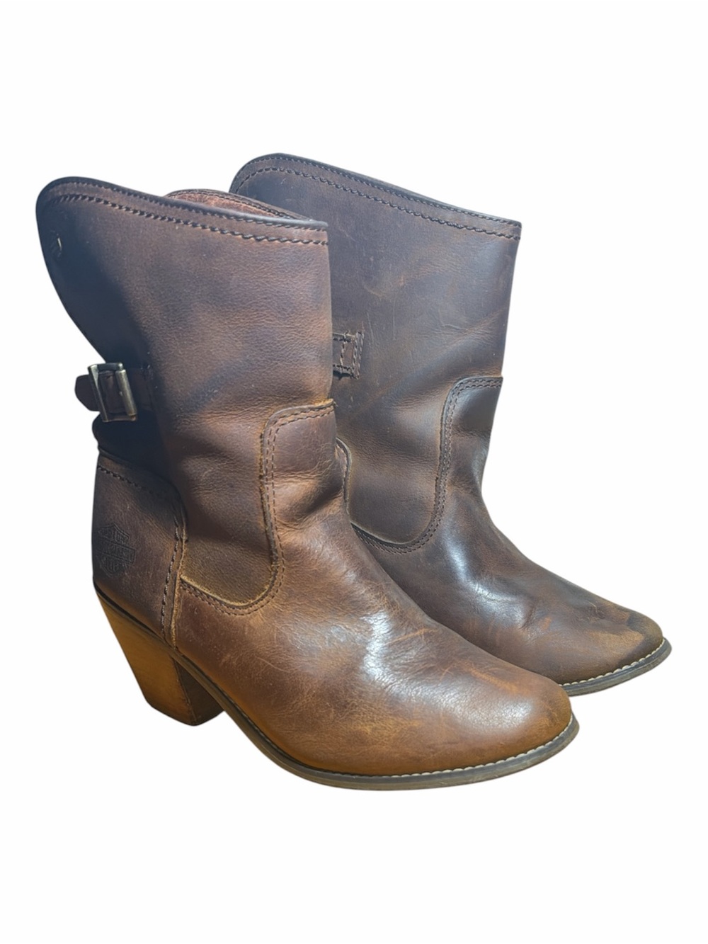 Harley-Davidson Women's Brown Leather Motorcycle Boots - Sz 7